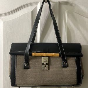 Two Toned Bamboo Bullet Satchel